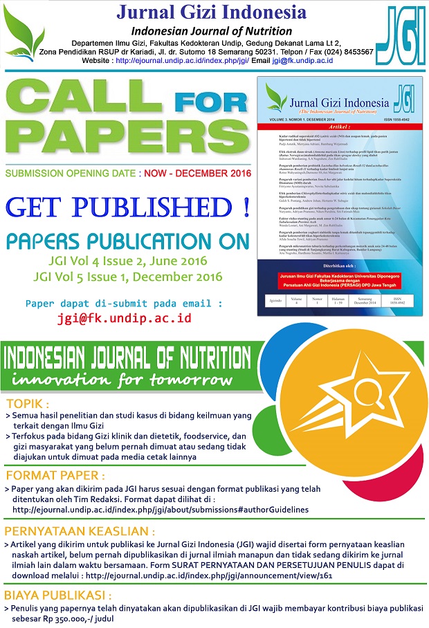 Call For Papers Jurnal Gizi Indonesia