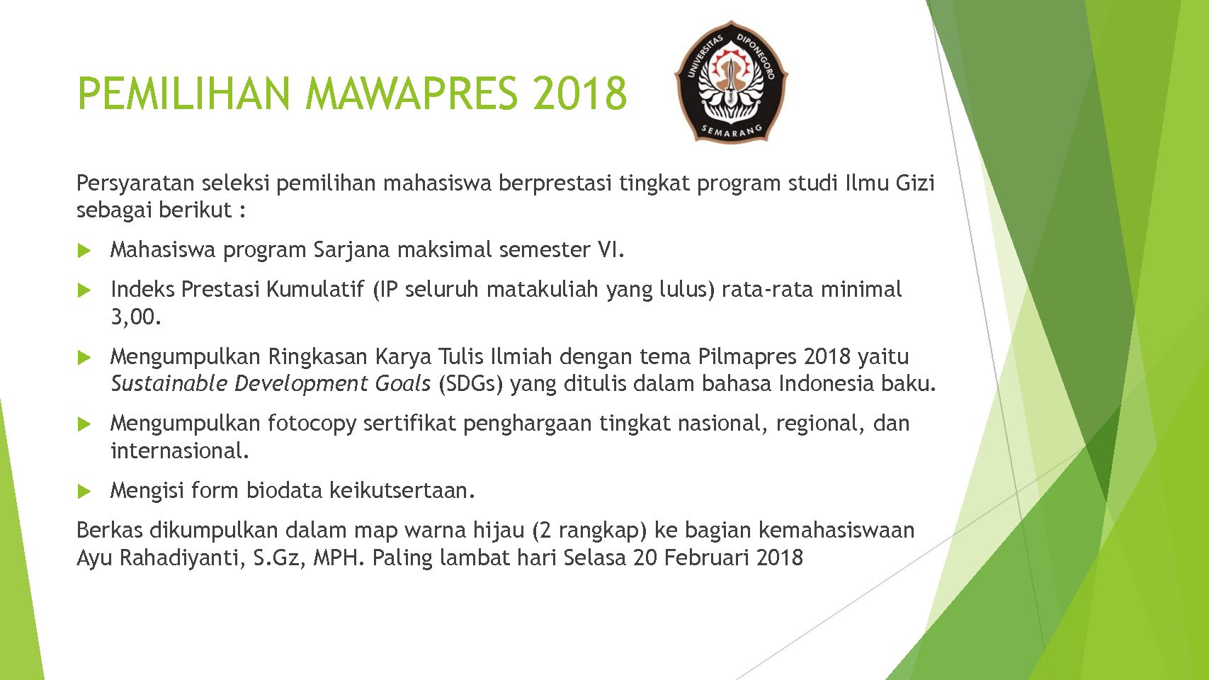 Pendaftaran Mawapres 2018