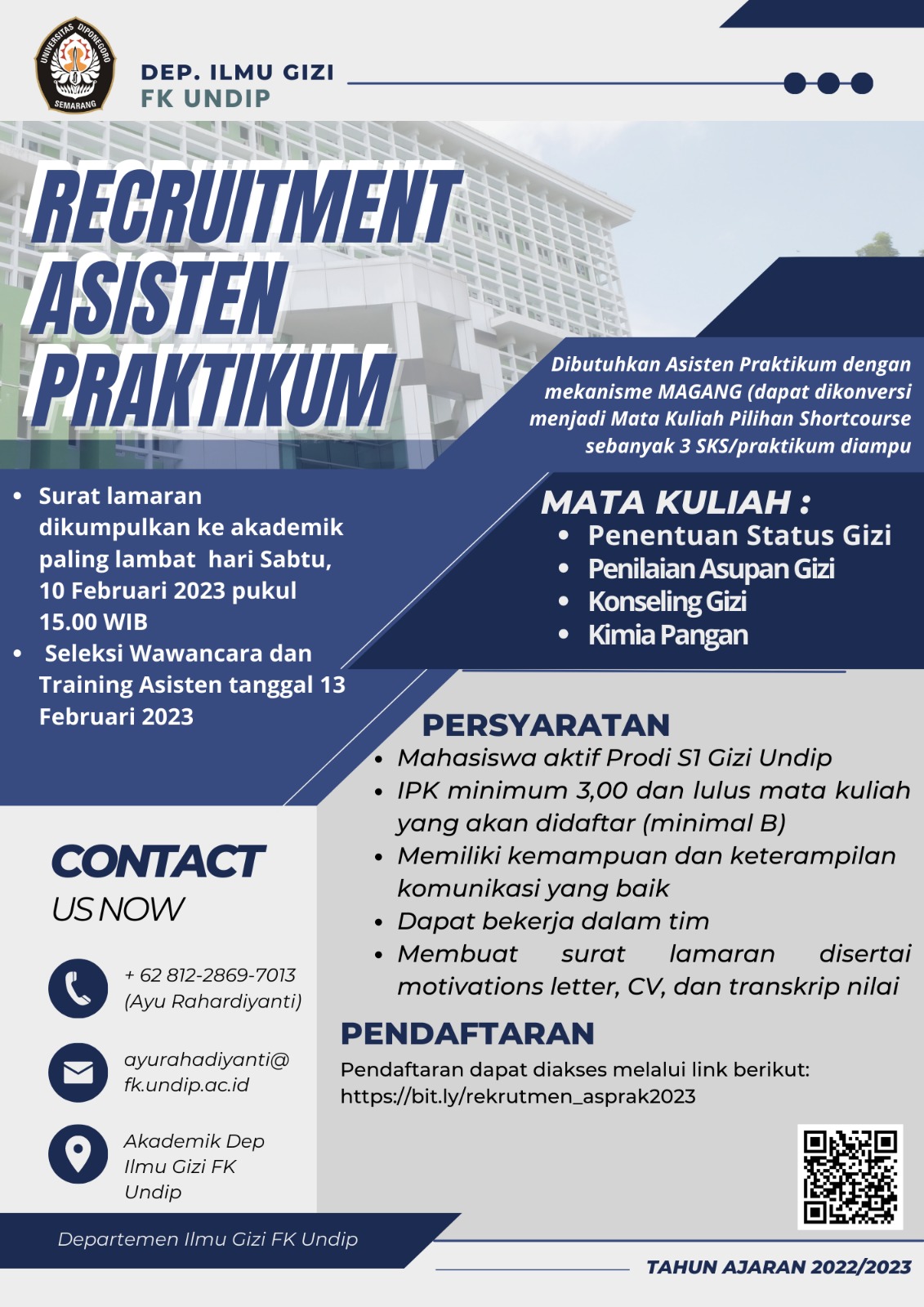 RECRUITMENT ASISTEN PRAKTIKUM